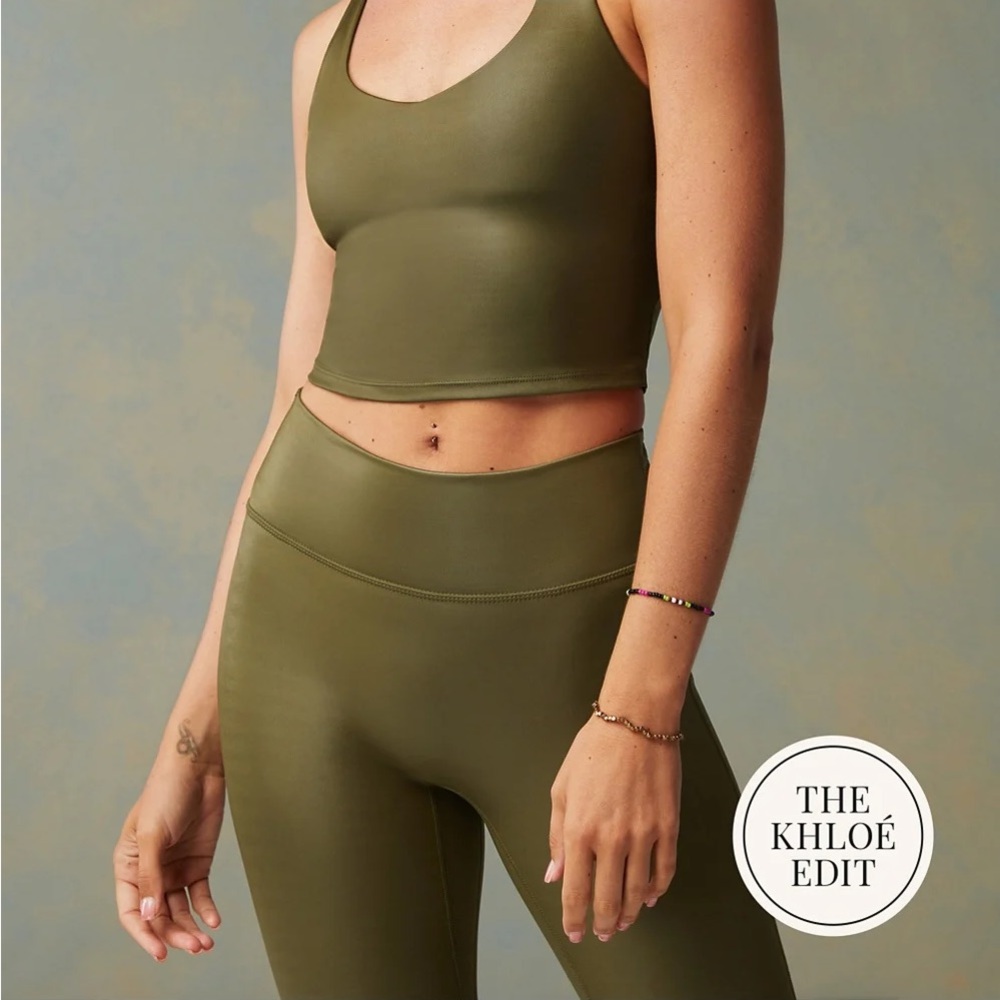 The Khloé Kardashian edit Fabletics, military green workout tank and leggings